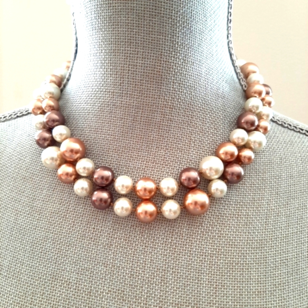 Triple Colour Pearl Necklace